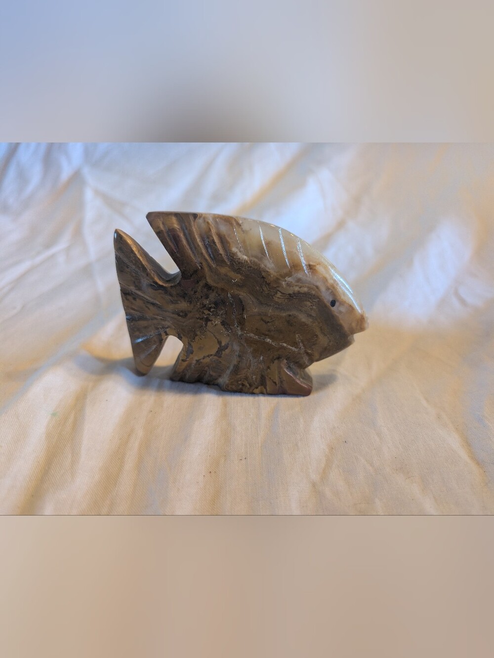 2/20$ Vintage Brown and Cream Marble Fish Figurine